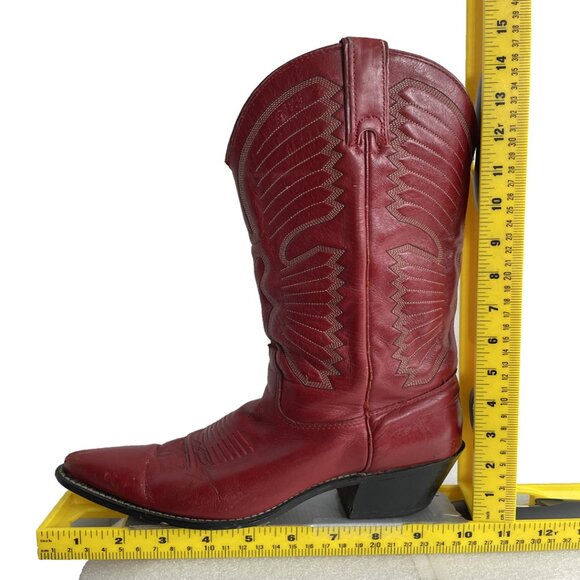Texas Red Leather Western Cowboy Cowgirl Boots Women's 6.5 M - Picture 12 of 14